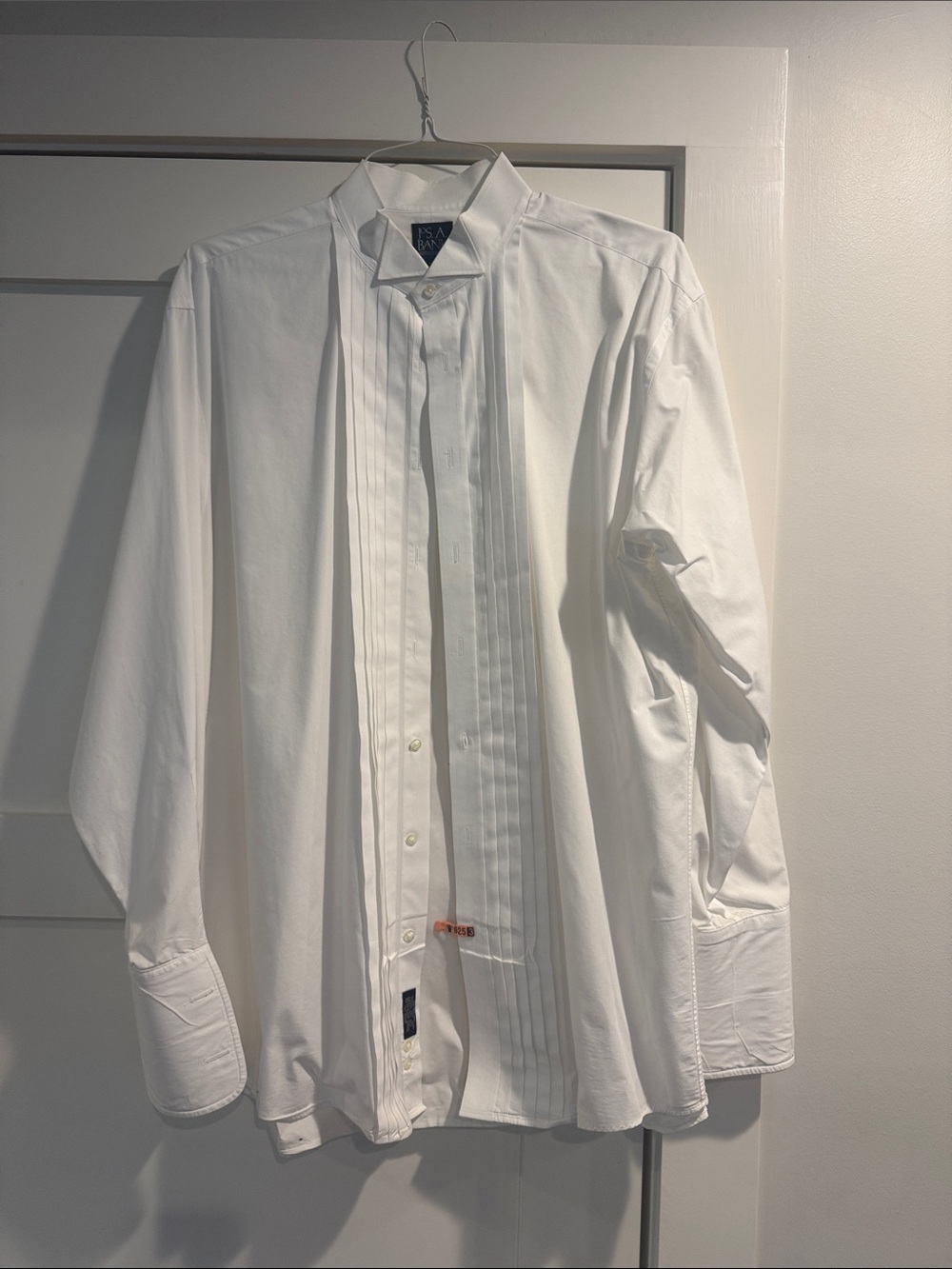 Jos. A. Bank White Pleated Front Tux Dress Shirt